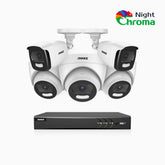 NightChroma<sup>TM</sup> NCK500 - 3K 8 Channel PoE Security System with 2 Bullet & 3 Turret Cameras, Acme Color Night Vision, f/1.0 Super Aperture, Active Alignment, Built-in Microphone, IP67, All-Metal Housing